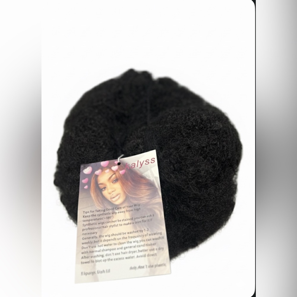 NWT Kalyss Synthetic Afro Kinky Curly Full Wig - Natural Black